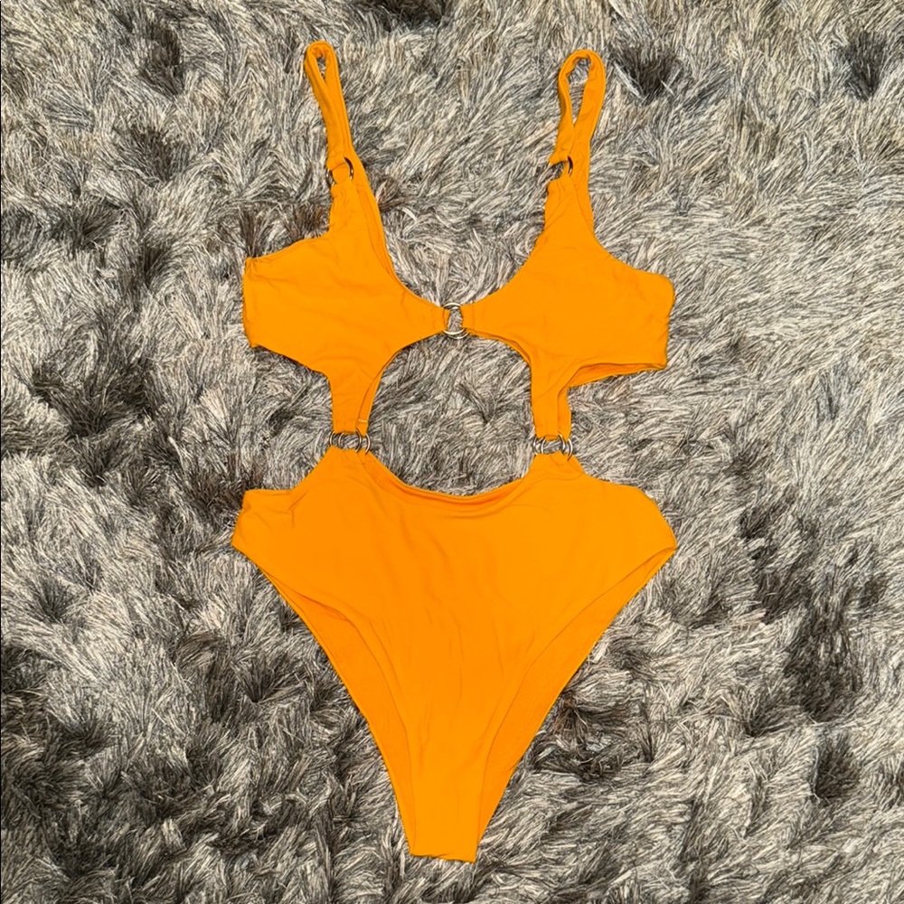 MATTE Collection Vibrant Orange Cutout Swimsuit